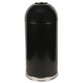 WITT Metal Open Top Dome Indoor Trash Receptacle - 15 gallon, Black